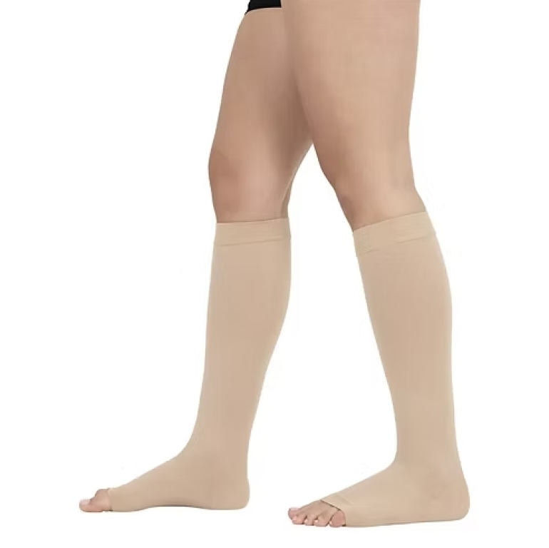 KNEE HIGH OPEN TOE COMPRESSION STOCKINGS 15-20MMHG