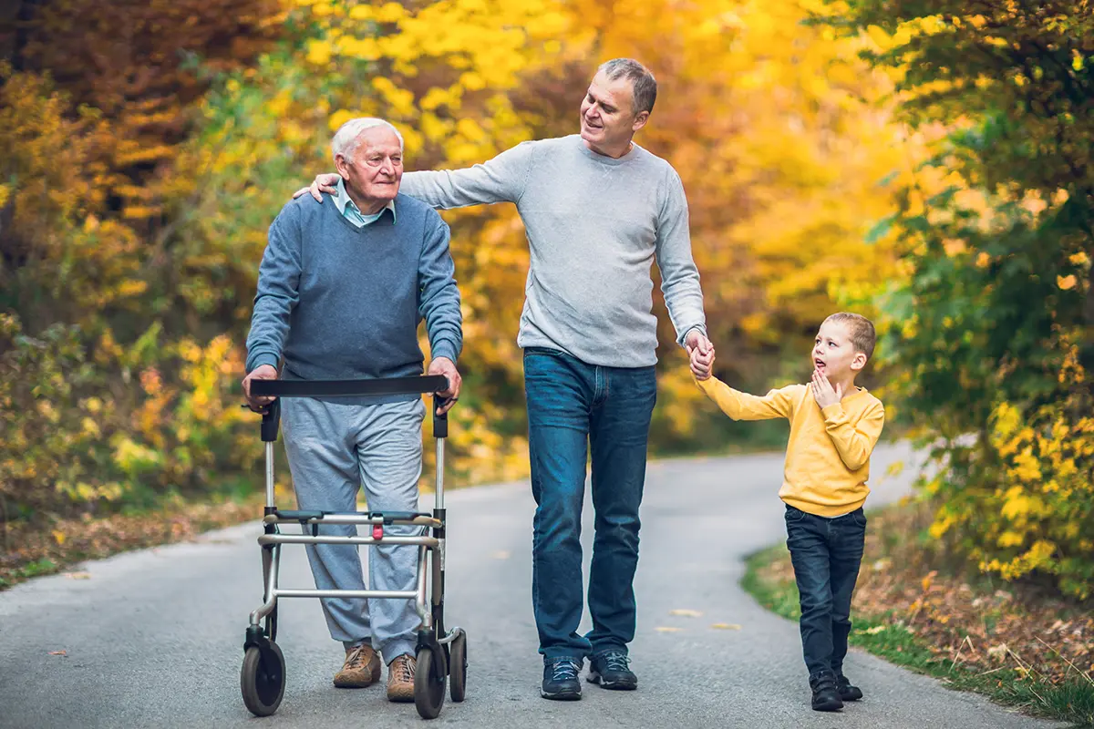 fall walk with a walker