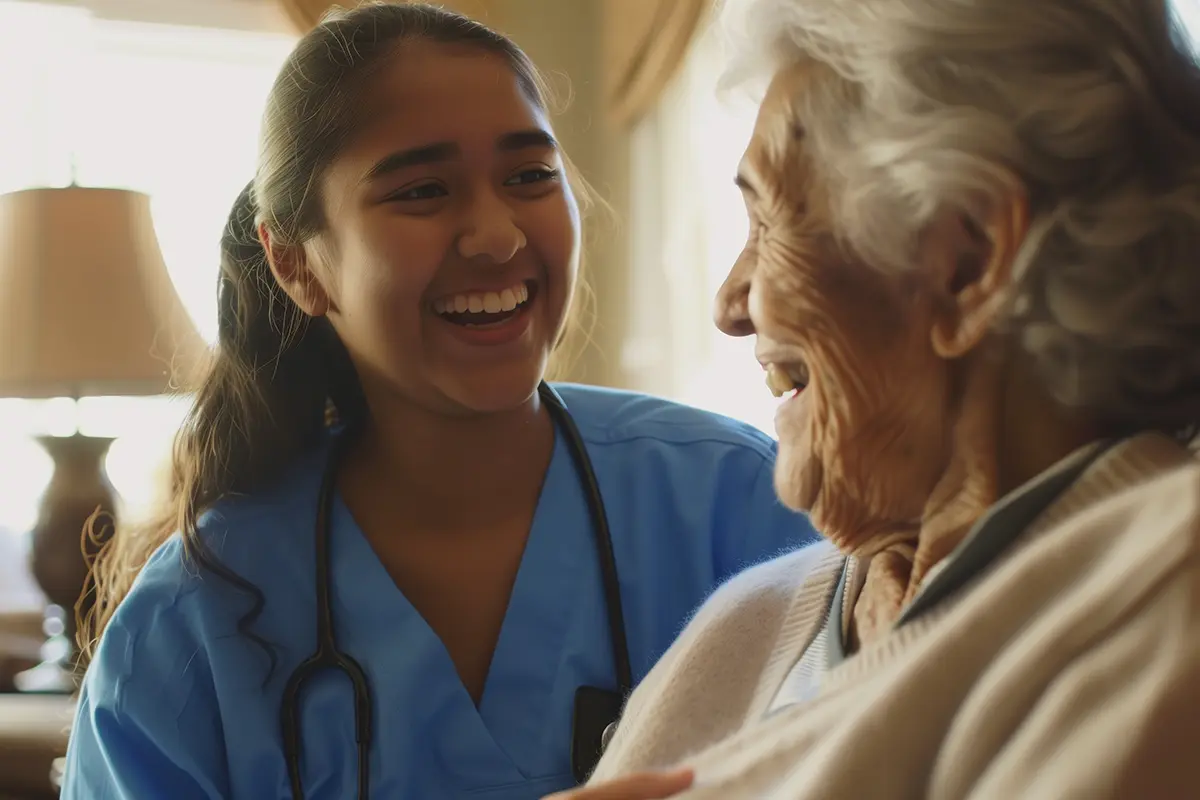 smiling woman and nurse